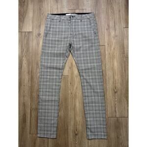 Mens Grey Plaid Stretch Skinny 30x32 Topman Chino Pants Slim Fit